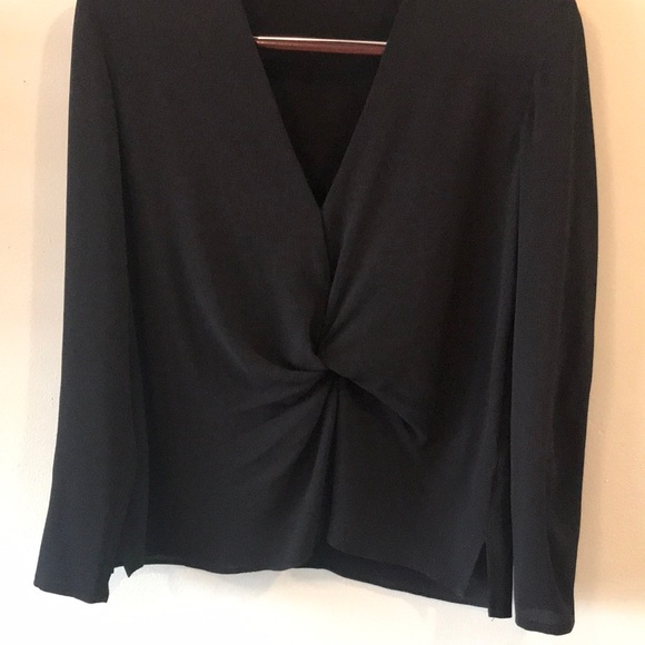 TOPSHOP Black Cross Over Front Blouse -Sz 6 - Picture 4 of 5